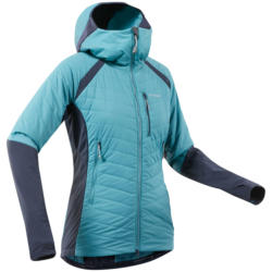 Дамско хибридно яке за алпинизъм alpinisme, вълна и синтетика, сиво/синьо