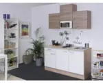 Hornbach Singleküche Flex Well Samoa weiß/Sonoma Eiche 150 cm inkl. Einbaugeräte