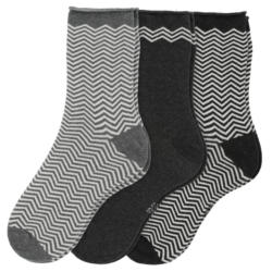 3 Paar Damen Socken mit Zick-Zack-Muster