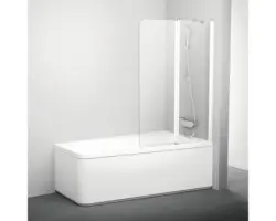 Badewannenfaltwand Ravak 2-teilig 100x150 cm Echtglas Klar hekk weiß