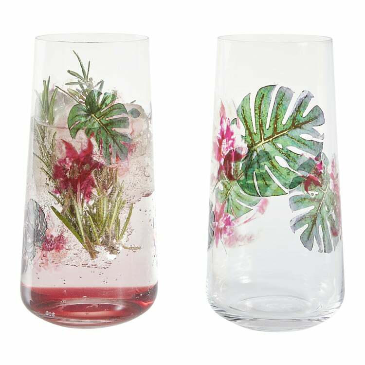 Gläser-Set SOMMERSONETT, Glas, grün/rosa/transparent