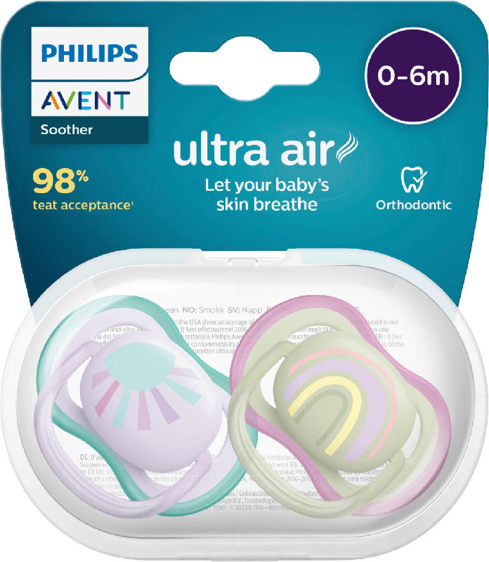 Philips AVENT Schnuller ultra air Silikon, türkis/lila, 0-6 Monate