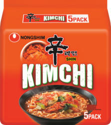 Nongshim Instant Noodle Soup Shin Kimchi, 5 x 120 g
