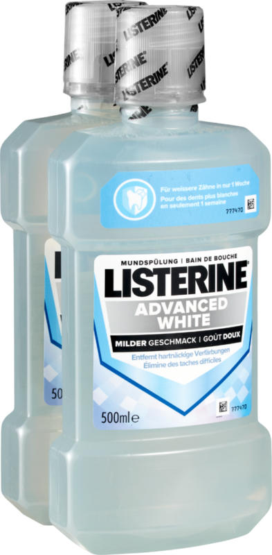 Collutorio Advanced White Listerine , delicato, 2 x 500 ml