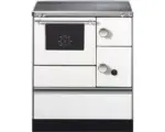 Hornbach Festbrennstoffherd Westminster K176/A-70 weißm Backofen links mit Stahlplatten-Kochfeld