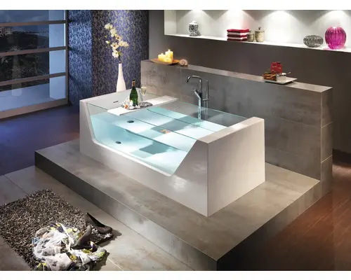 Freistehende Rechteckglasbadewanne Ottofond Vision 703701 181x81x43 cm weiß
