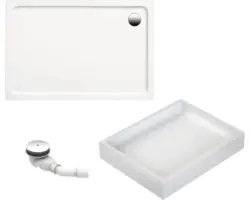 Extraflaches Rechteck-Duschwannen-Set Ottofond Mambu 90x75x3 cm weiß