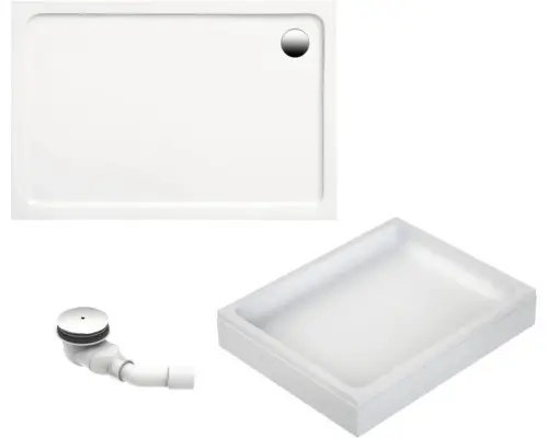 Extraflaches Rechteck-Duschwannen-Set Ottofond Mambu 90x75x3 cm weiß