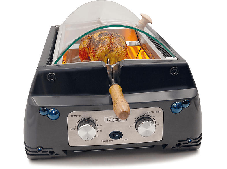 MEDIA SHOP M35492 Livington Rotisserie Chef Indoor Dreh- & Tischgrill- Kombination, Schwarz (1780 Watt)