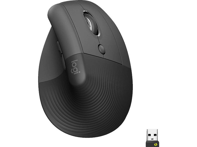 Logitech Lift Ergonomische Vertikale Maus, Bluetooth/USB, 4000 DPI, 6 Tasten, Grafit