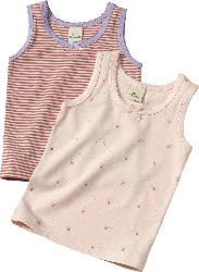 ALANA Unterhemden mit Blumen-Muster + Ringeln, beige + rosa, Gr. 134/140