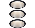 Hornbach LED Einbauleuchten-Set IP44 dimmbar 3x6,5W 3x460 lm 2700 K warmweiß Cole schwarz silber Ø 80/88 mm 230V 3 Stück
