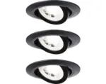 Hornbach LED Einbauleuchte Paulmann 93367 LED fest verbaut 4,8 W 450 lm 3000 K 3 -flammig Ø 82 mm schwarz IP 20 3 Stück ( )