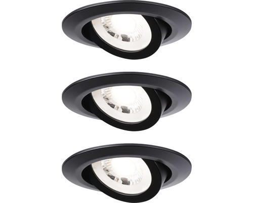 LED Einbauleuchte Paulmann 93367 LED fest verbaut 4,8 W 450 lm 3000 K 3 -flammig Ø 82 mm schwarz IP 20 3 Stück ( )