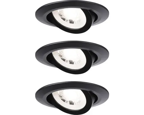 LED Einbauleuchte Paulmann 93367 LED fest verbaut 4,8 W 450 lm 3000 K 3 -flammig Ø 82 mm schwarz IP 20 3 Stück ( )