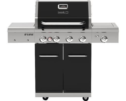 Gasgrill Nexgrill 4 Brenner+Rückbrenner+Seitenbrenner schwarz inkl. Ablage,Deckelthermometer,Fettauffangschale,Grillrost,Hitzebeständiger Griff,Rückwandbrenner,Seitenablage,Seitentisch,Warmhalterost Grillrost Gusseisen emailliert