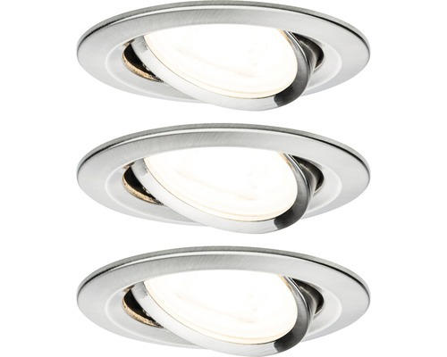 LED Einbauleuchten-Set Nova eisen gebürstet 3-flammig 460 lm 2700 K warmweiß rund Ø 84 mm