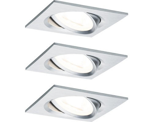 LED Einbauleuchten-Set Nova aluminium gedreht 3-flammig 460 lm 2700 K warmweiß eckig 84x84 mm