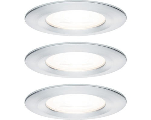 LED Einbauleuchten-Set Nova aluminium gedreht 3-flammig 460 lm 2700 K warmweiß IP 44 rund Ø 78 mm