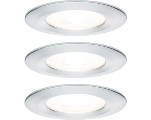 LED Einbauleuchten-Set Nova aluminium gedreht 3-flammig 460 lm 2700 K warmweiß IP 44 rund Ø 78 mm