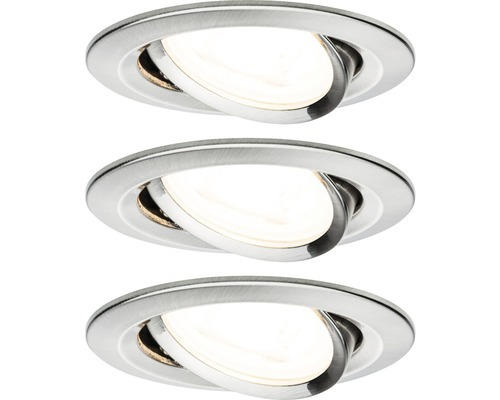 LED Einbauleuchten-Set Nova eisen gebürstet 3-flammig 460 lm 2700 K warmweiß dimmbar rund Ø 84 mm