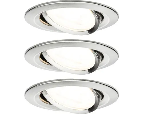 LED Einbauleuchten-Set Nova eisen gebürstet 3-flammig 460 lm 2700 K warmweiß dimmbar rund Ø 84 mm