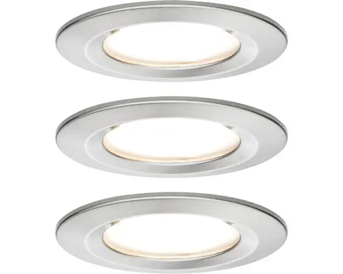 LED Einbauleuchten-Set Nova Coin eisen gebürstet rund 3-flammig 650 lm 2700 K warmweiß