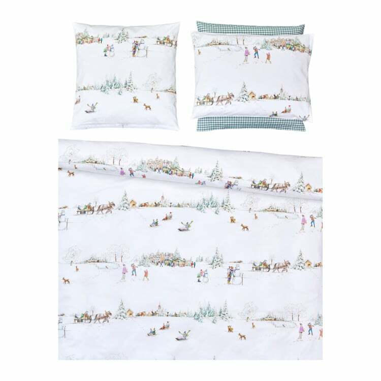 Taie d’oreiller WINTER WONDERLAND, coton, blanc/multicolor, 65x100 cm