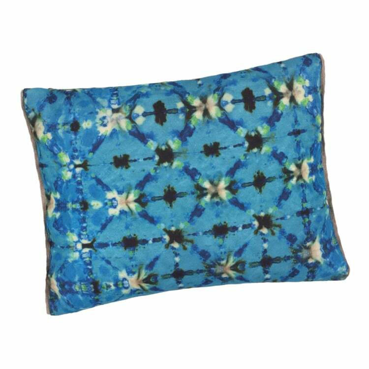 Cuscino decorativo DG-SHIBORI, cotone, blu/lino