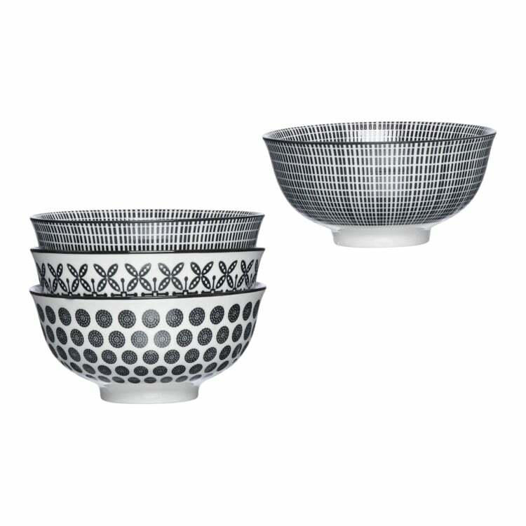 Set de vaisselle SALA, porcelaine, blanc/noir