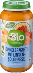 dmBio Menü Dinkelspaghetti mit Linsenbolognese