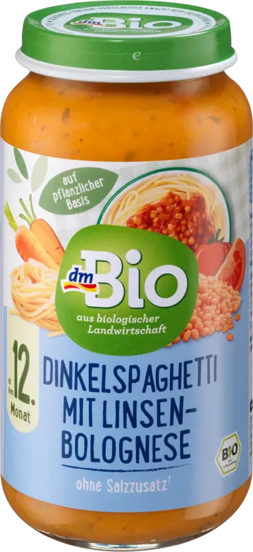 dmBio Menü Dinkelspaghetti mit Linsenbolognese