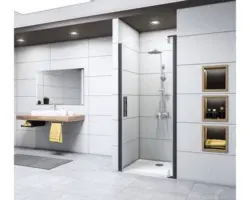 Drehtür für Nische Breuer Europa Design 800x2000 mm Anschlag rechts Dekorglas Grau schwarz