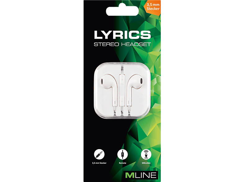 M-Line Headset Stereo Pod Lyrics für 3.5 mm Klinkenbuchsen, weiß (HLYRICS1607WH)