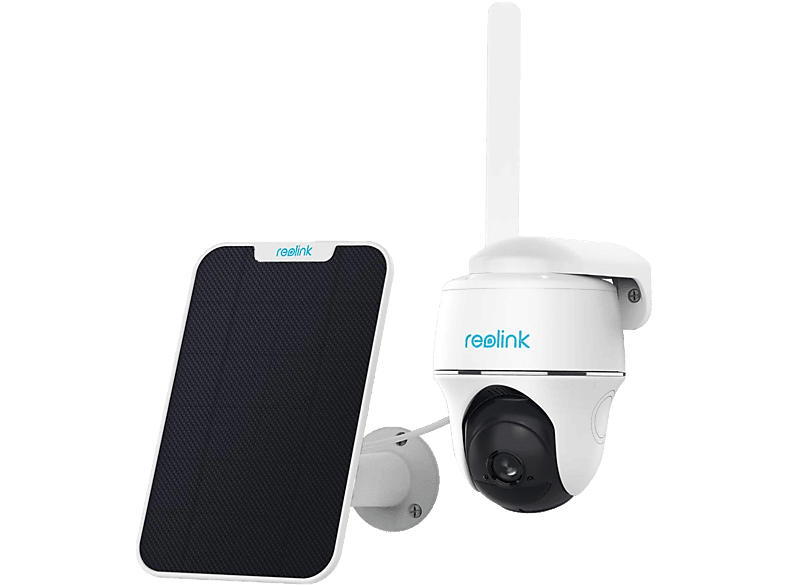 Reolink Go PT EXT Überwachungskamera mit Solarpanel, WQHD Video, 4G LTE, Nachtsicht, IP64, Akku, MicroSD, Weiß/Schwarz