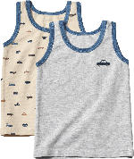 dm-drogerie markt ALANA Unterhemden mit Auto-Motiv, beige + grau, Gr. 98 - bis 31.03.2024