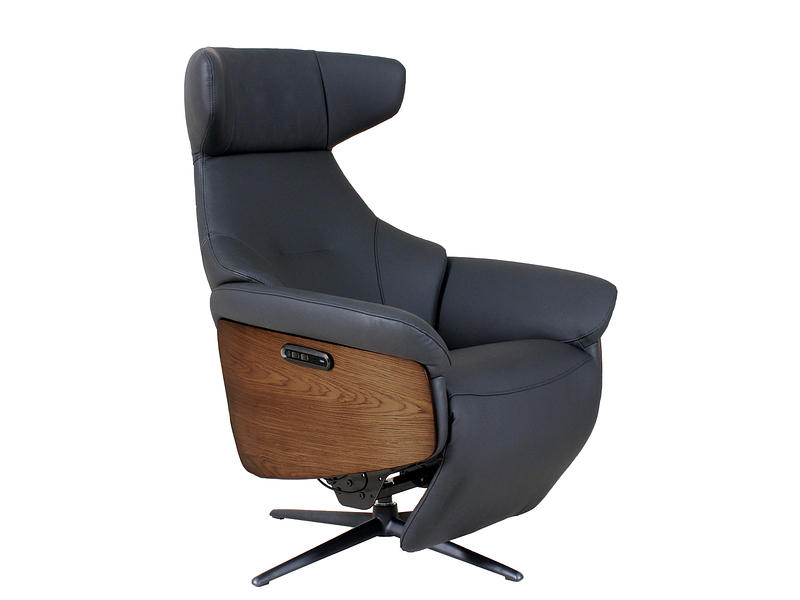 Fauteuil relax MINA Cuir véritable noir