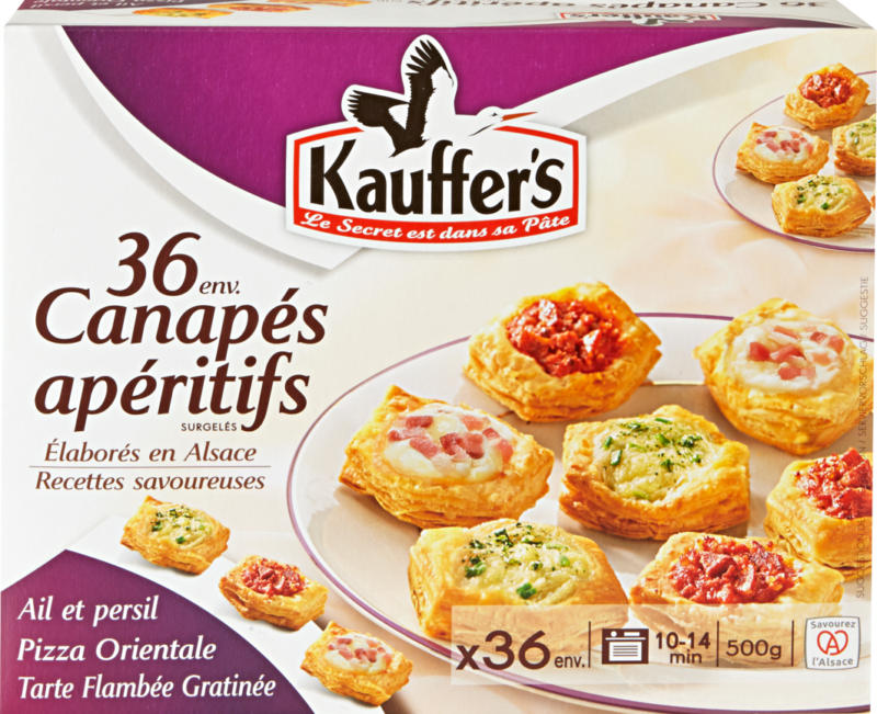 Kauffer’s Canapés apéritifs, ca. 36 Stück, 500 g