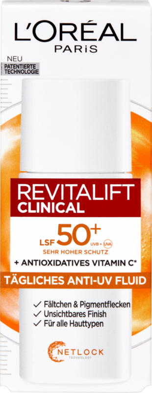 Fluide Anti-UV Revitalift Clinical L’Oréal, LSF 50+, 50 ml