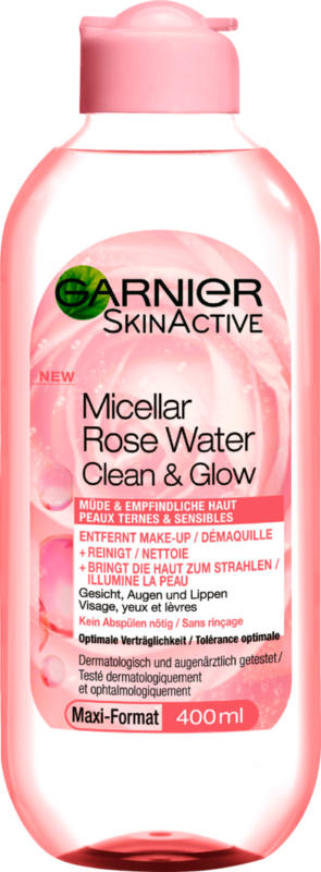 Eau nettoyante micellaire Eau de Rose Garnier , pour peaux ternes et sensibles, 400 ml