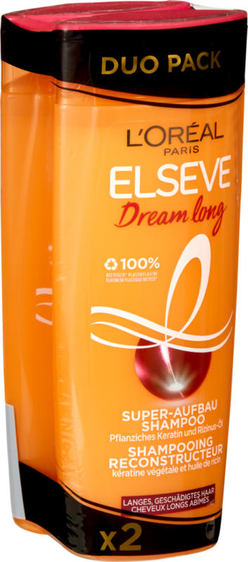 Shampooing reconstructeur Dream long Elseve L’Oréal, 2 x 250 ml