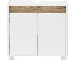 Waschtischunterschrank Möbelpartner Cosmo WBU570 54,6x56,9x33 cm ohne Waschbecken 2 Türen weiß perl