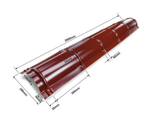 PRECIT Firstblech halbrund Oxidrot RAL 3009 2000 x 114 x 280 mm