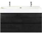 Hornbach Waschbeckenunterschrank Sanox Maxx XL Keramik 73x121x45,5 cm mit Doppel-Keramikwaschbecken black oak