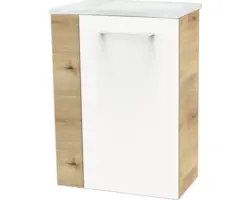 Waschbeckenunterschrank Fackelmann SBC Mini 45 rechts 60x44x24,3 cm ohne Waschbecken weiß/asteiche