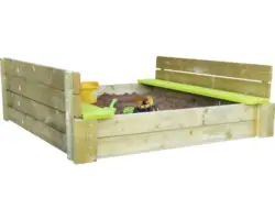 Sandkasten Deluxe Fichtenholz inkl. Abdeckung 117x117x38,5 cm natur-grün