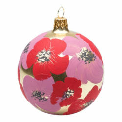 Palla di Natale MAGIC BLOOMS, vetro, rosso/rosa/oro