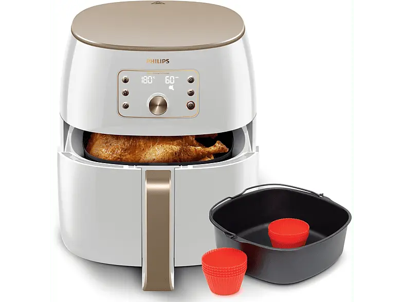Philips HD9870/20 XXL Heißluftfritteuse 1.4kg (7,3 l, 2,225 Watt, Weiß)