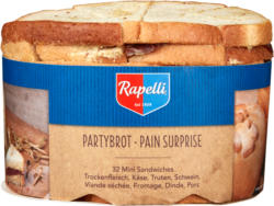 Pane farcito party Rapelli , 32 Mini panini con carne secca, formaggio, tacchino, maiale,