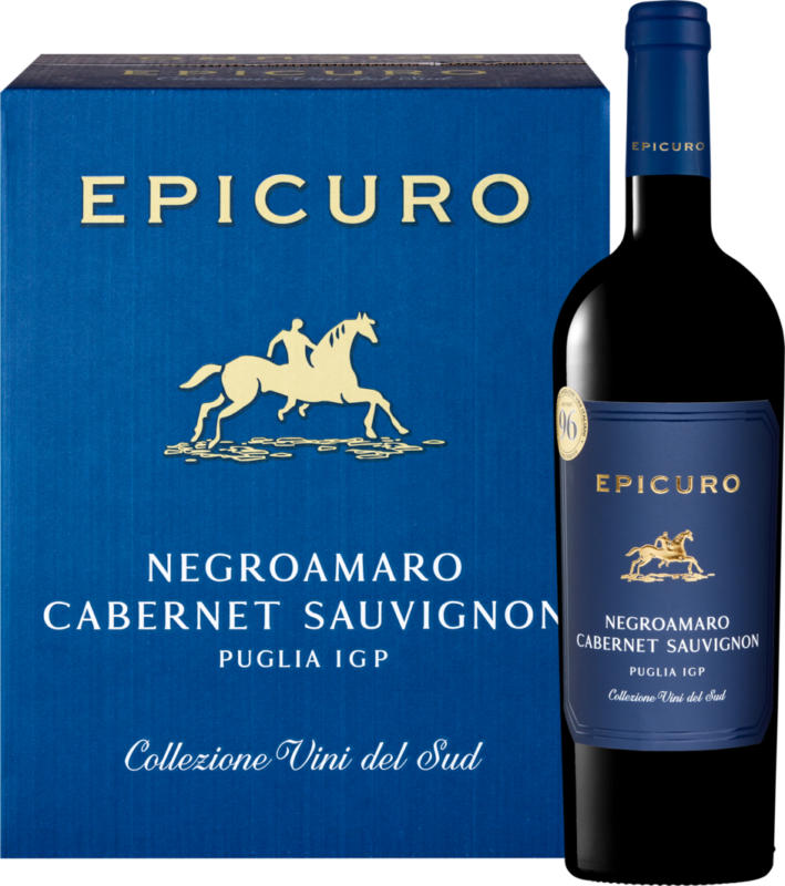 Epicuro Blu Negroamaro/Cabernet Sauvignon Puglia IGP, Italie, Les Pouilles, 2022, 6 x 75 cl